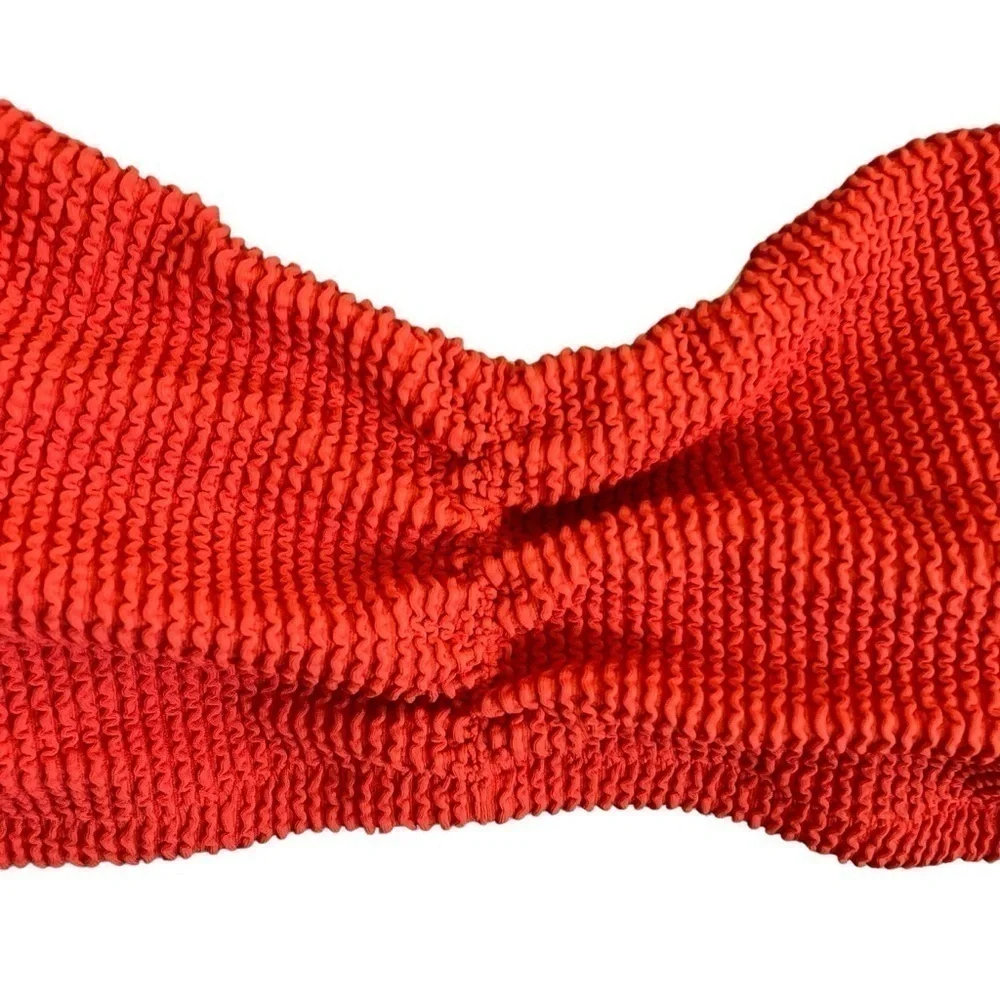 NWT J. Crew Retro Scrunchie Sweetheart Bikini Top in Vivid Flame Coral Red Sz 3X